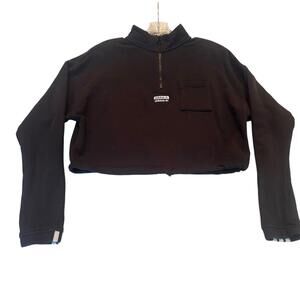 Adidas Originals Black Cropped 1/2 Zip Sweatshirt Women’s Medium